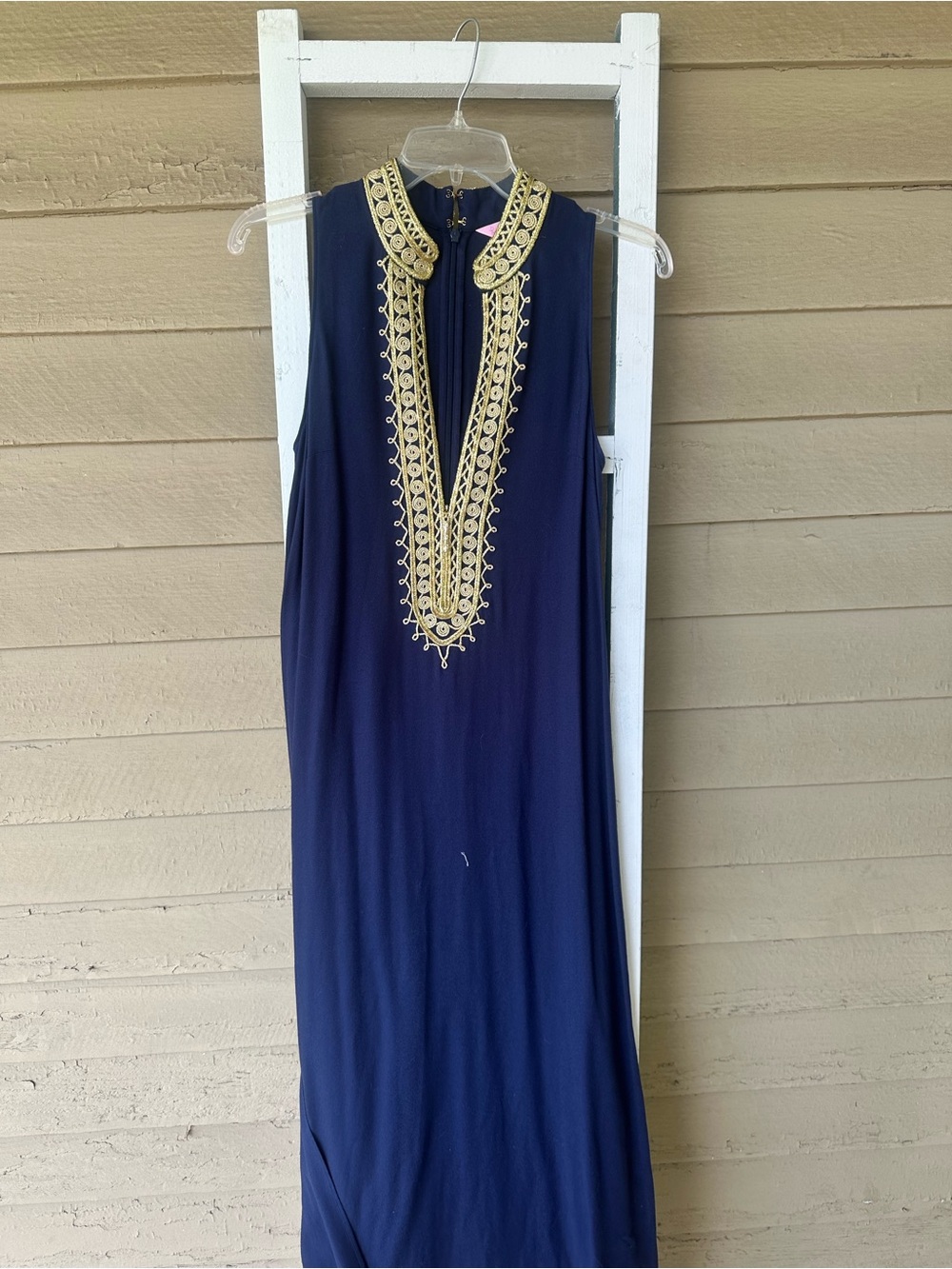 Lilly Pulitzer Navy Maxi Dress with Gold Embroidery